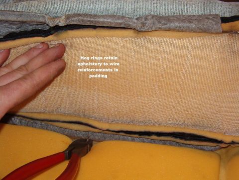 1994 Ford Crown Victoria - Seat Base Hog Rings To separate the seat cover from its pad, remove the internal hog rings.