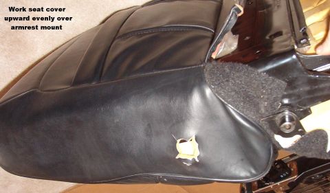 1994 Ford Crown Victoria - After removing any vertical rods from the seatback cover, carefully work the cover over the armrest support and slide it off the frame & pa…