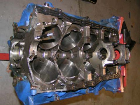 1997 Ford Crown Victoria - This is a cutaway view of an engine block, showing internal components like pistons and crankshaft.