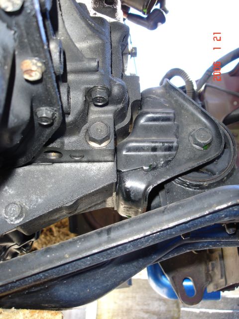 1993 Mazda MX-3 - engine side, front of gear box looking at mounty bolts in vicinity of front engine mount
