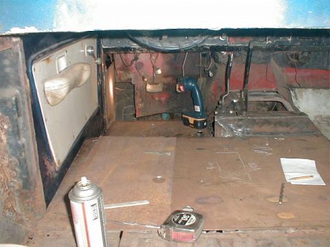 1968 Ford Bronco - Interior view of a vehicle, showing the floor and various components.
