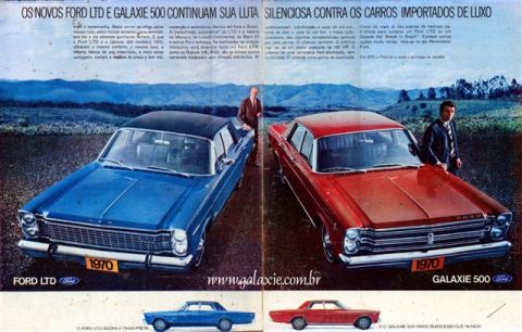 1972 Ford Ranchero - Advertisement for 1970 Ford LTD and Galaxie 500 models, highlighting their features and competition.