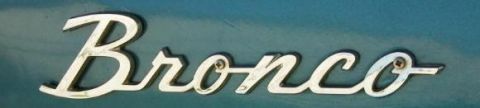 1987 Ford Bronco - A chrome emblem spelling out "Bronco" is attached to the vehicle's body.