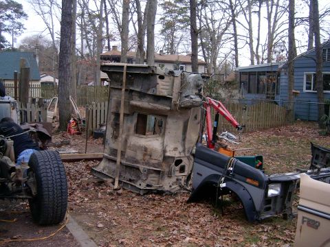 1986 Ford Sport - cab on side after being removed from F250 frame