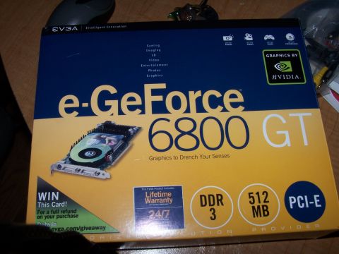 1979 Ford F-150 - Box for an EVGA GeForce 6800 GT graphics card, detailing its features and warranty.