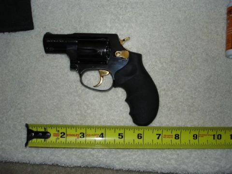 1986 Ford Bronco - Revolver measured with a Stanley tape measure.