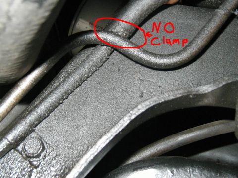 1989 Ford Bronco - No hose clamp on the return line! My local shop replaced the high pressure line, and said the return line was fine!! "It is supposed to lea…