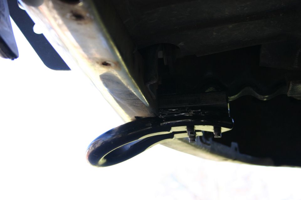 Close-up of a vehicle's tow hook