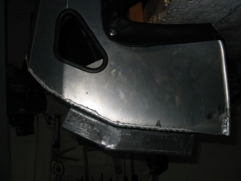 1985 Ford Crown Victoria LTD - Custom aluminum part with black trim and visible welding work.