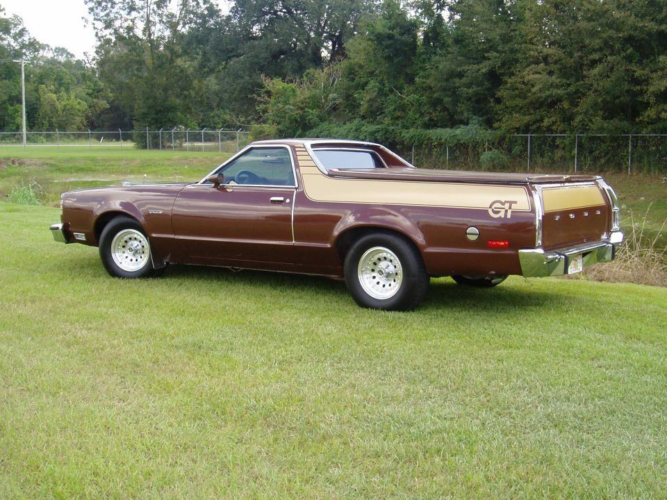 Brown 1977 Ford Ranchero GT parked on grass