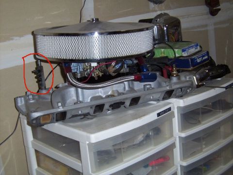 1978 Ford Mustang II - Close-up view of an engine's intake manifold, carburetor, and air cleaner assembly, likely for a custom build or repair.