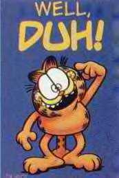 1996 Ford F-150 - Garfield cartoon with "WELL, DUH!" text and Super Motors logo.