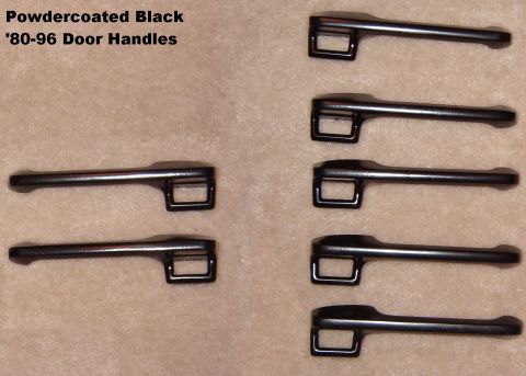 1983 Ford Bronco - Black Door Handles These have been cleaned with steel wool & industrially powdercoated in medium-gloss black, just like OE on XLSport (E2TZ…