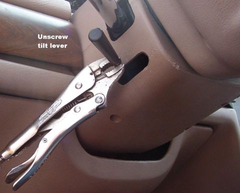 1994 Ford Crown Victoria - Using the provided flats, unscrew the tilt lever. Try not to mar the coating (paint, or chrome).