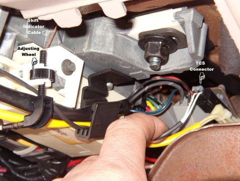 1994 Ford Crown Victoria - Trace the Transmission Control Switch (TCS) wire from the shift lever to its connector, & disconnect it.. The bright yellow wire is from th…