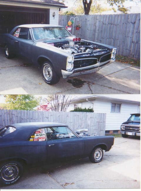 1967 Pontiac Lemans - first summer out, in primer minus the tunnel ram/edelbrock performer used the first summer.