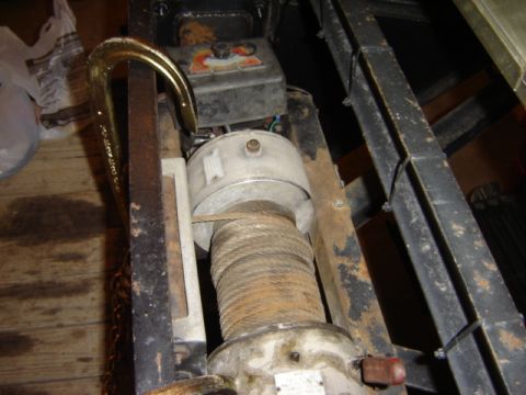 1992 Ford Bronco - Close-up of a winch and hook assembly, likely from a trailer.