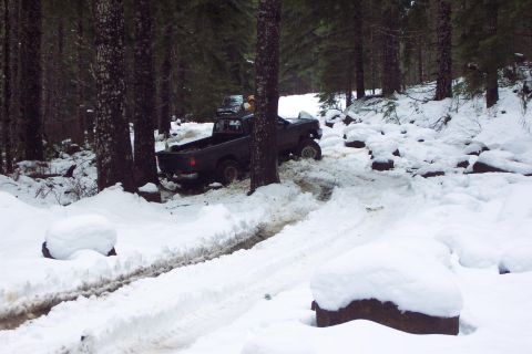 1996 Ford Bronco - Slid Off Firebreak Five Trail by the Rock Garden. (Stuck) (1/28/2006)