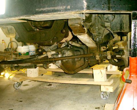 1985 Ford Bronco - 97 F350 diesel axle rolling into place