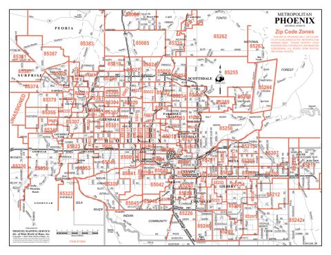 1994 Ford Bronco - This document displays the zip code zones for the metropolitan Phoenix area, including surrounding communities.
