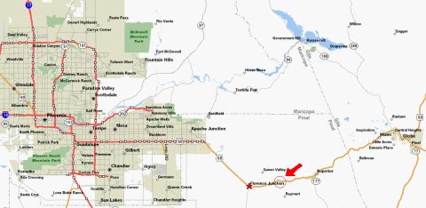 1994 Ford Bronco - This map highlights highways around Phoenix, Arizona, with a marker indicating Queen Valley.