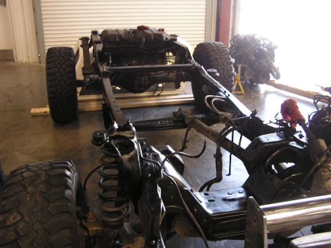 1990 Ford Bronco - Bare chassis during engine trans swap