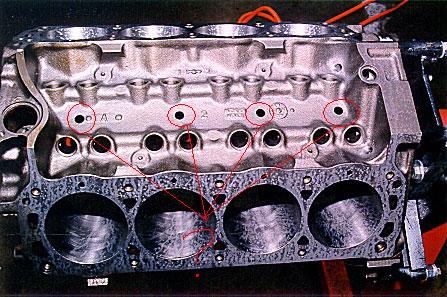 1991 Ford Bronco - Close-up view of an engine block, with markings and cylinder bores visible.