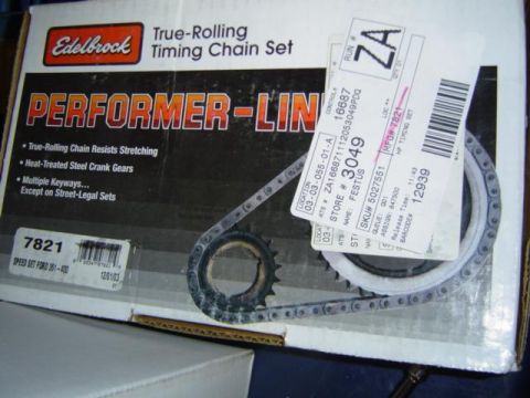 1979 Ford Bronco - Box for an Edelbrock Performer-Link timing chain set, part number 7821, for Ford 351-400 engines.