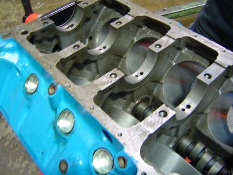 1979 Ford Bronco - This image shows a disassembled engine block, likely undergoing a rebuild or inspection.