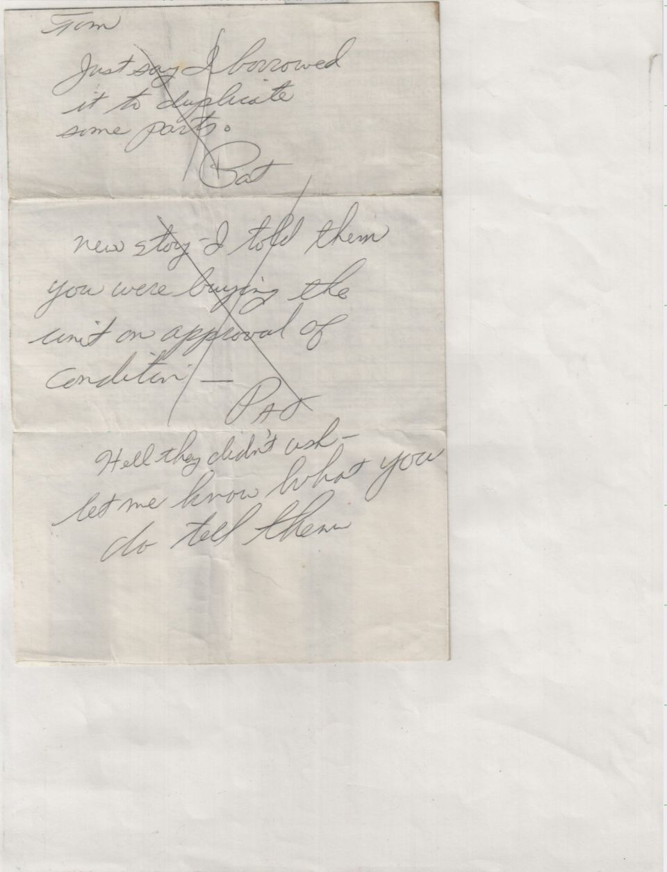 Pat Whites letter