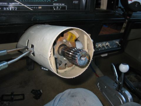 1985 Ford Crown Victoria LTD - Close-up of a vehicle's interior, focusing on the steering column and dashboard components.