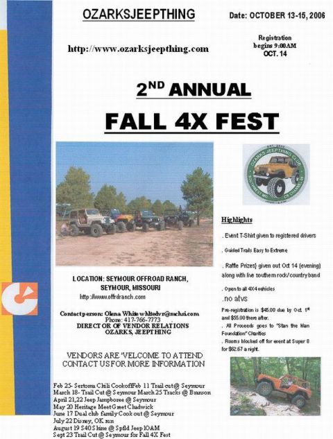 1992 Ford C-250 (Centurion Conversions) - A flyer for the 2nd Annual Fall 4x Fest event, off-road vehicles.