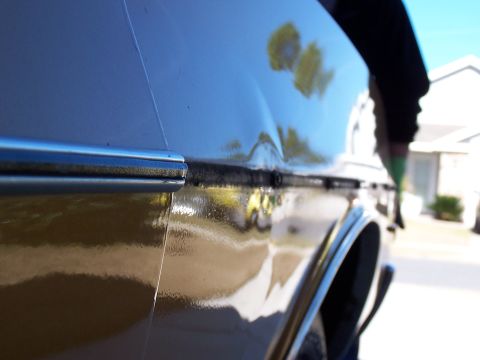 1973 Ford Ranchero - 3rd shot of dent site. 75% hammered out.