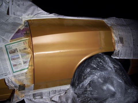 1973 Ford Ranchero - Final pass before clear of PPG Colorado Gold. Ultimately we determined it was not color matched correctly. So, we're going to reshoot the w…