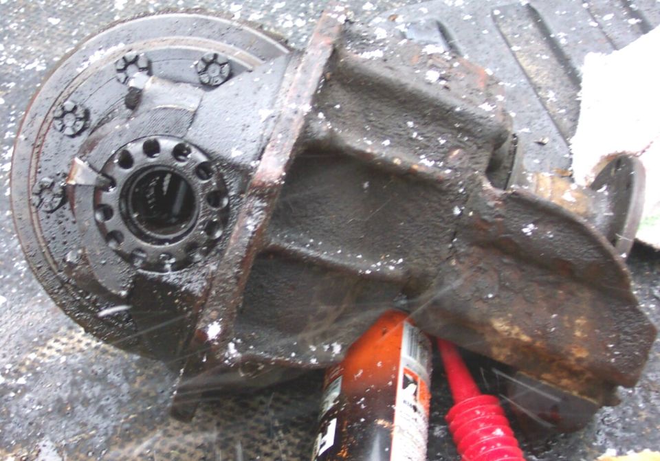 Differential housing with visible internal gears and mounting flange