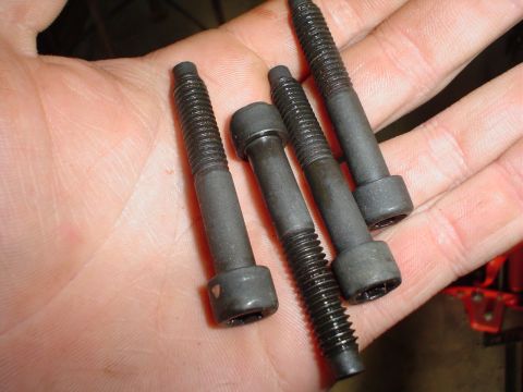 1984 Ford Bronco - Four hex head bolts are held in a person's palm.