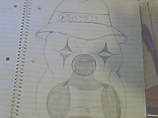 1980 Ford Bronco - This is a drawing of a person wearing a hat with 'HONDA' written on it.