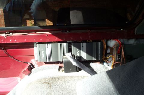 1996 Ford Bronco - Two FLEX audio amplifiers are visible inside the vehicle, mounted near the rear.