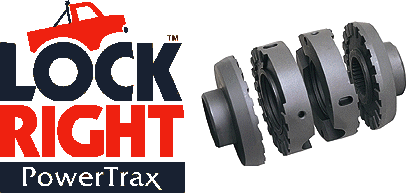 1995 Ford Bronco - Lock Right PowerTrax differential locker parts are shown disassembled next to a red tow truck graphic.