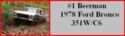1993 Ford Bronco - This Ford Bronco is navigating a muddy trail with dense foliage surrounding it.