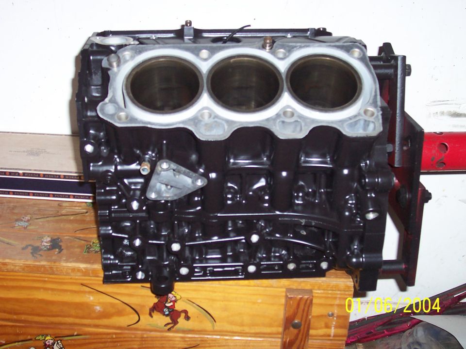 pics of race block painted and back from the machine shop. it might go back again though pending my decision on a dry sump oil pump and different pistons.