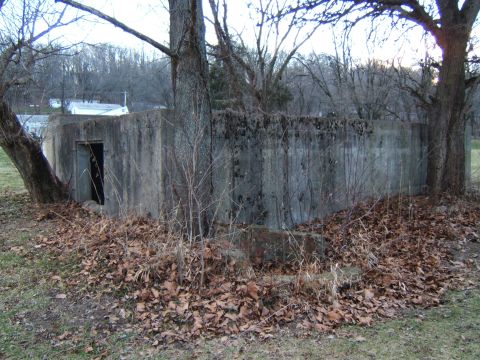 1942 Jeep CJ5 - concrete structure. on banks of the spoon(flood control?)