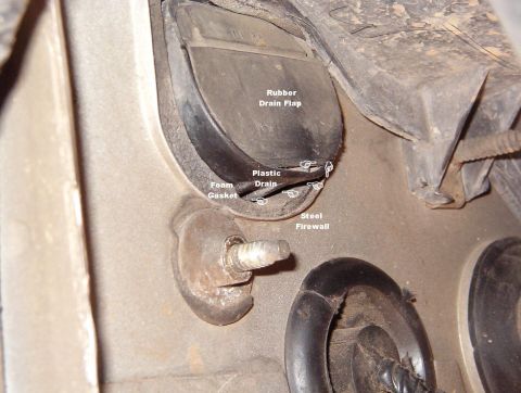 1994 Ford Crown Victoria - This is a common problem for all '92-98 Panthers. Water draining from the A/C system runs out under the rubber flap & then back inside the…