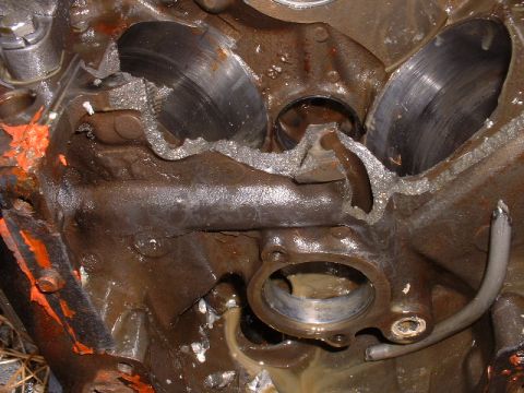 1969 Ford Mustang - This engine block has suffered catastrophic damage, rendering it unusable.