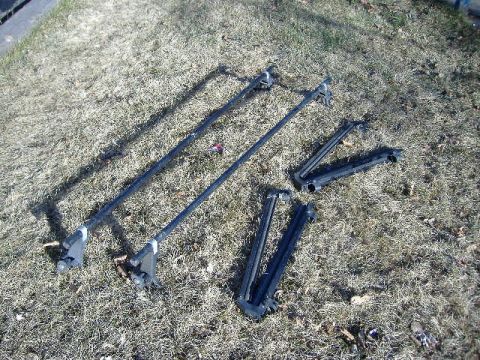1979 Ford Bronco - Roof rack components are displayed on the ground, likely for sale or installation.