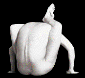 1991 Ford Bronco - A black and white photo shows a person's body contorted into an unusual shape against a black background.