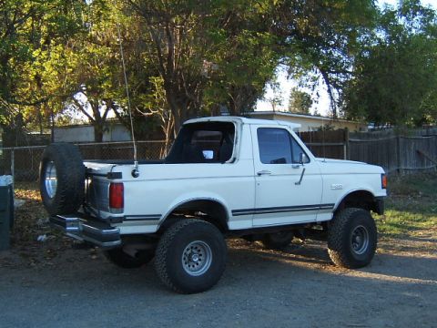 1988 Ford Bronco - This lifted 1987 Ford Bronco is parked outdoors with a spare tire mounted on the rear.