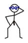 1968 Ford Mustang - A stick figure is depicted wearing glasses and looking intently.