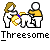1968 Ford Mustang - Clipart with text 'Threesome' below two figures interacting with a third lying down.