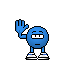 1968 Ford Mustang - A blue cartoon character stands with its hand raised in a stop gesture.